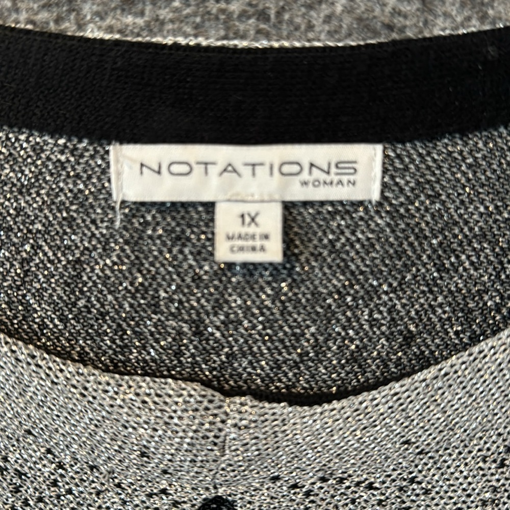 Notations Black Silver Glitter Holiday Batwing Fo… - image 6